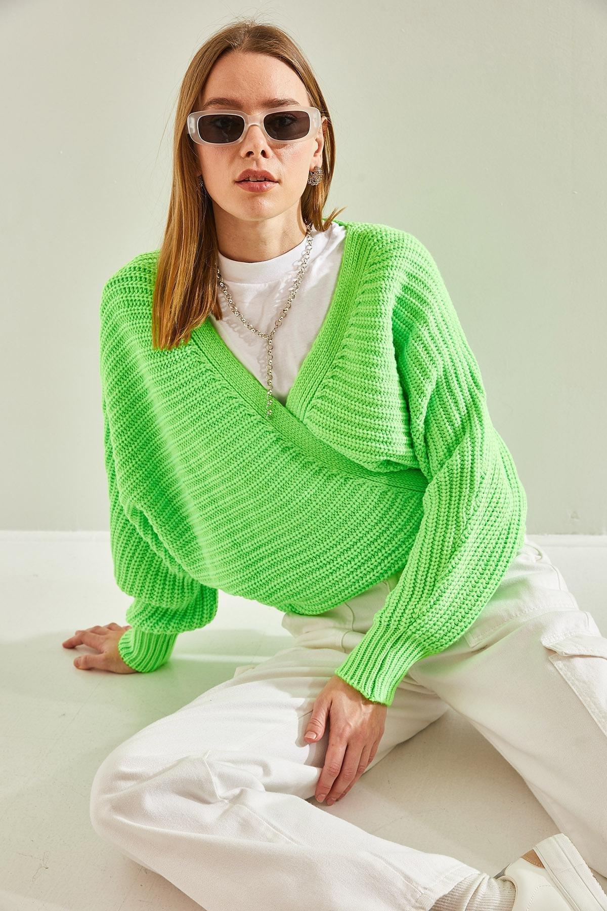 Green Detailed Knitted Cardigan, PISTACHIO GREEN, large image number 4