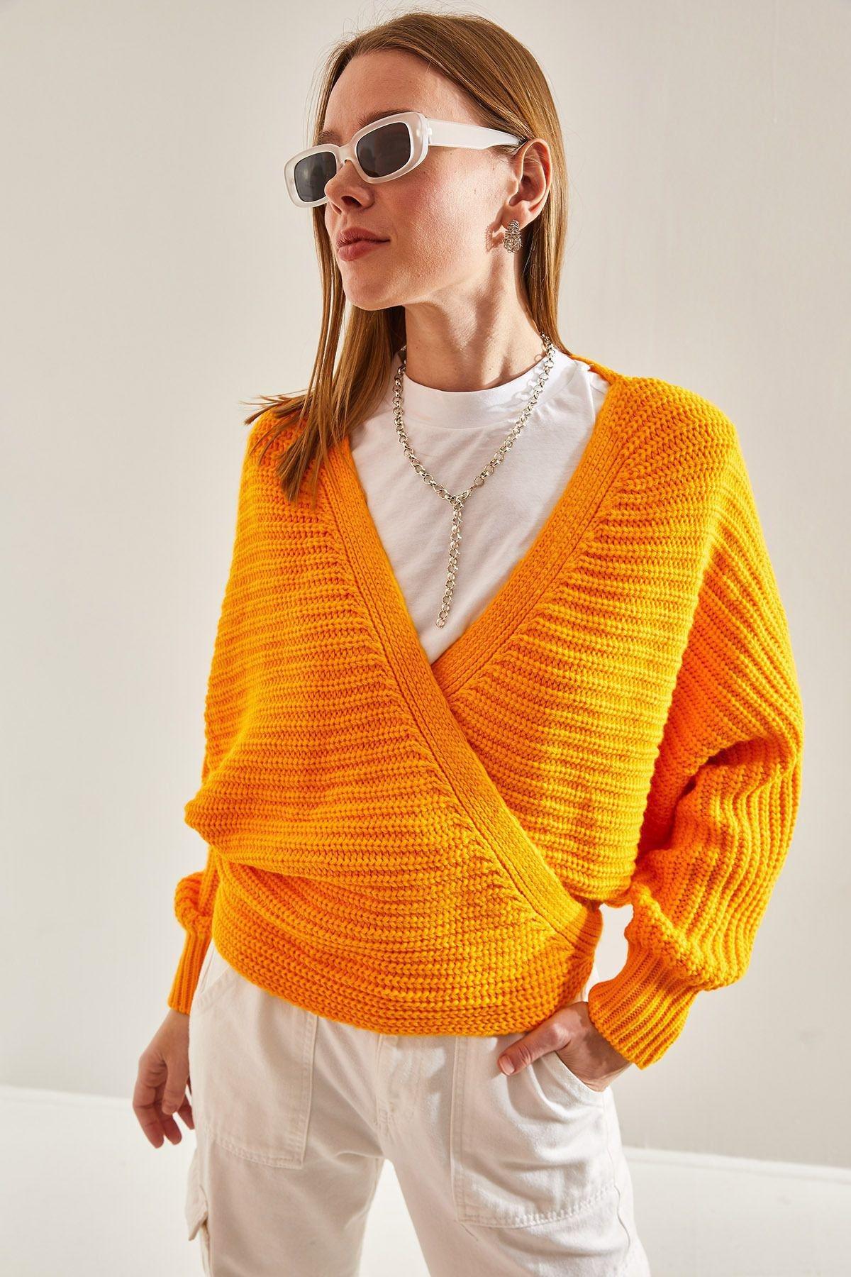 Yellow Detailed Knitted Cardigan, Yellow, large image number 1