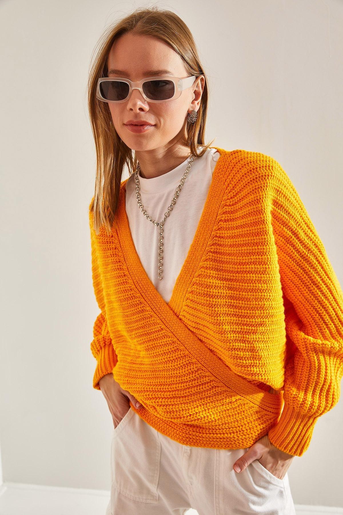 Yellow Detailed Knitted Cardigan, Yellow, large image number 3