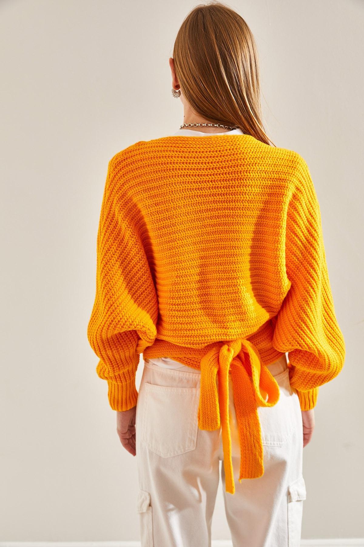 Yellow Detailed Knitted Cardigan, Yellow, large image number 4