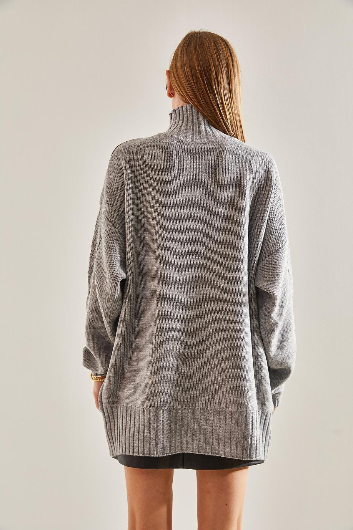 Grey Braided Knitted Sweater, , large image number 3