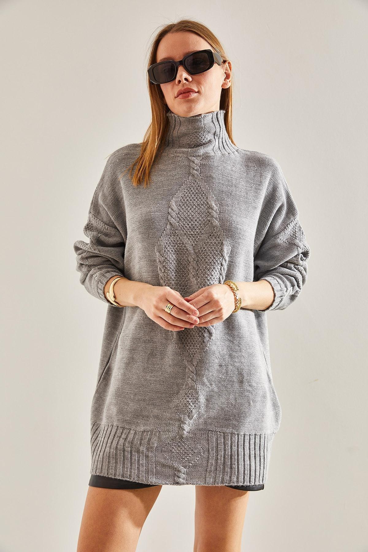 Grey Braided Knitted Sweater, , large image number 4