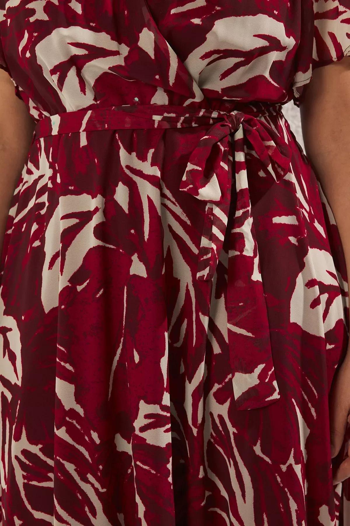 Multicolour Red tropical leaf dress, C101_1706, large image number 3