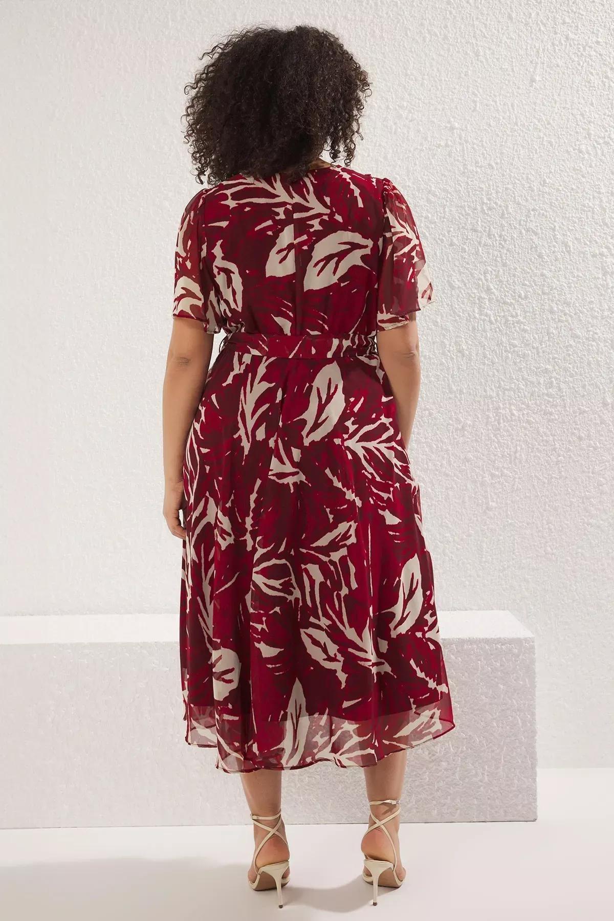 Multicolour Red tropical leaf dress, C101_1706, large image number 4