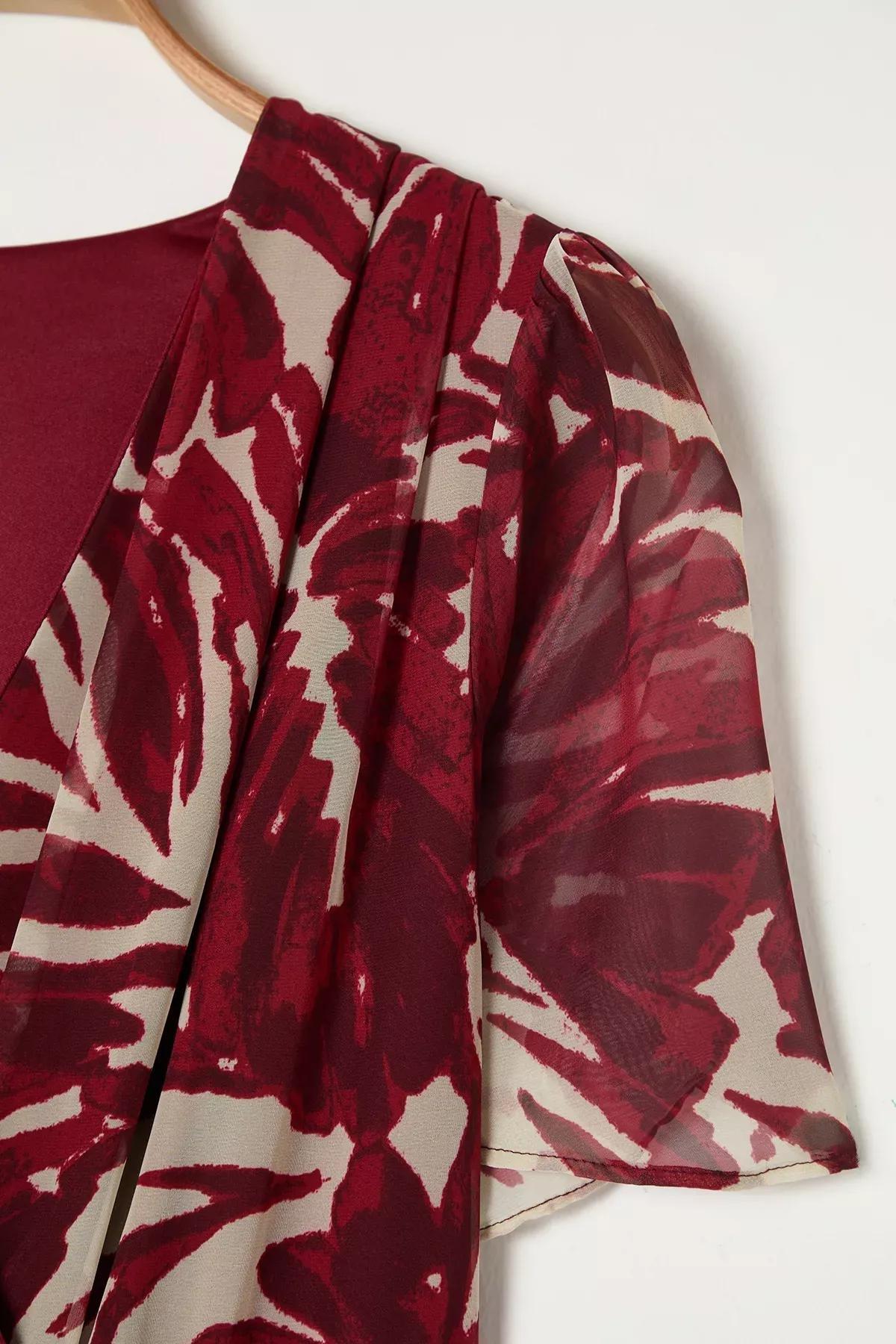 Multicolour Red tropical leaf dress, C101_1706, large image number 5