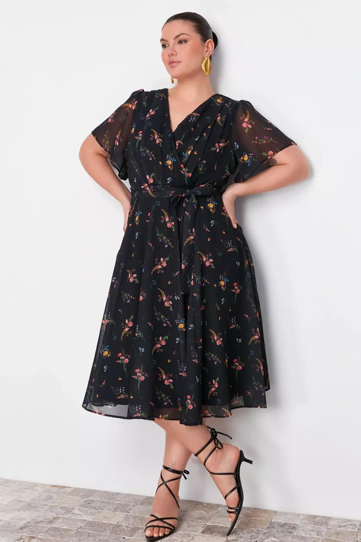 Multicolour Floral A-Line Midi Dress, Very colorful, large image number 2