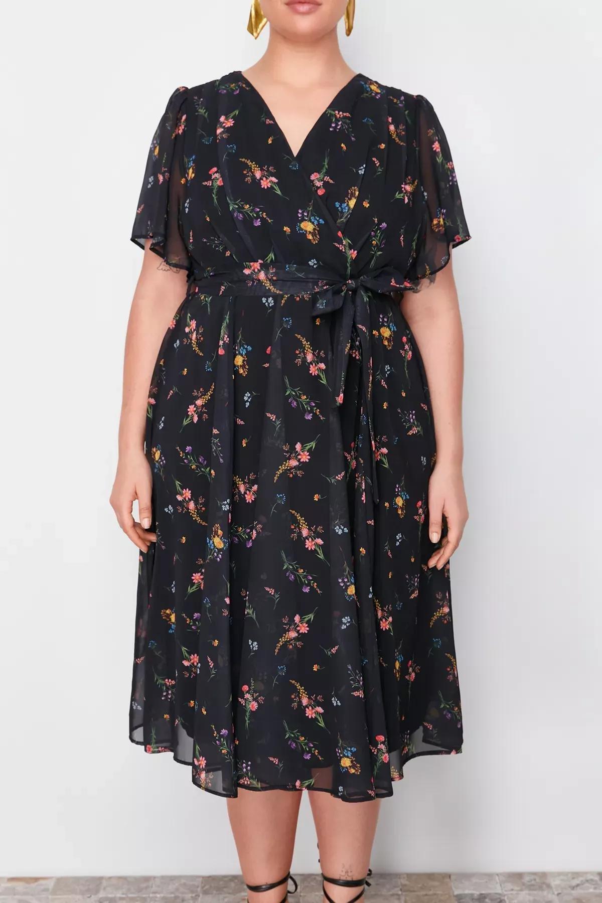 Multicolour Floral A-Line Midi Dress, Very colorful, large image number 3