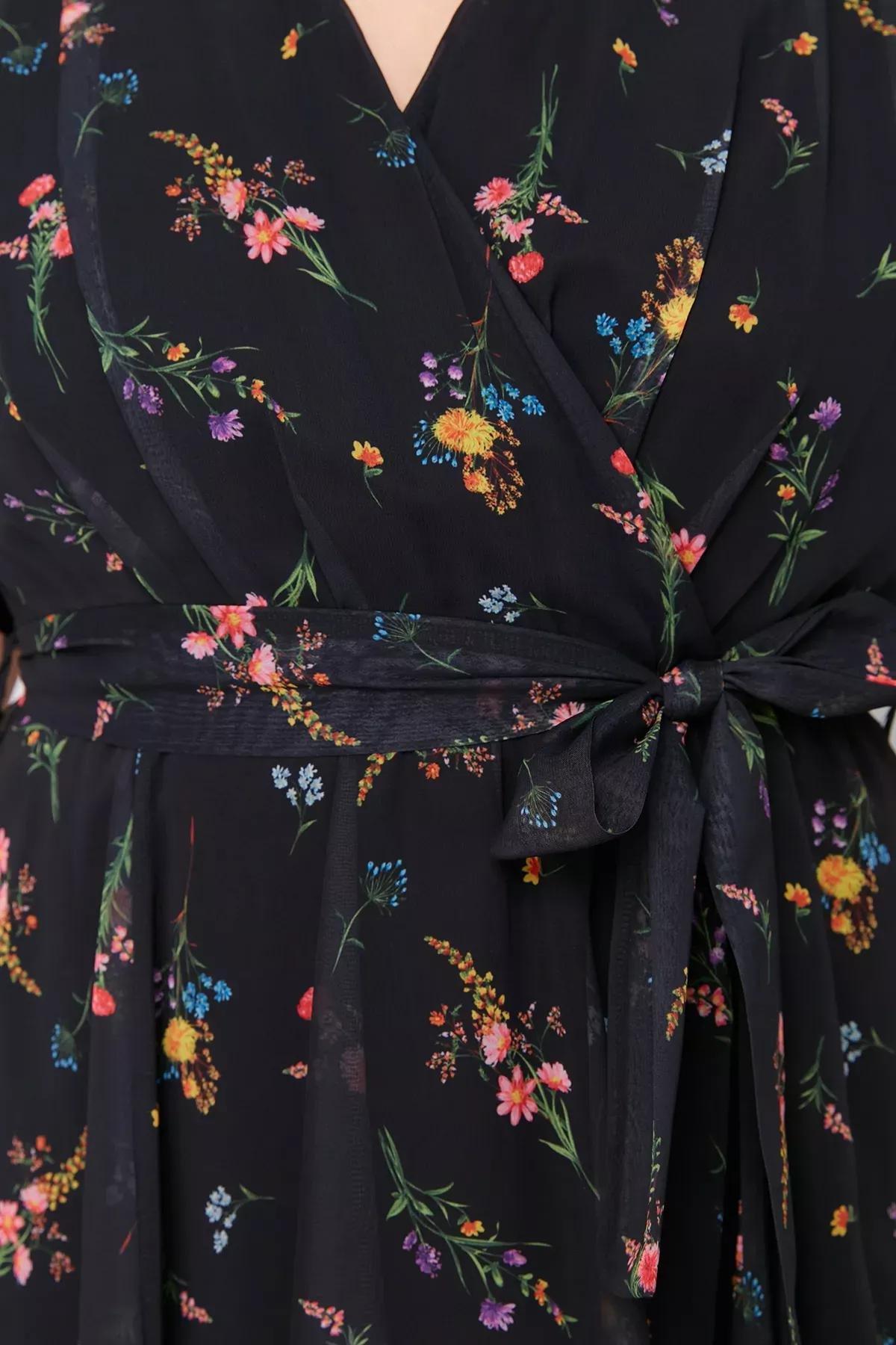 Multicolour Floral A-Line Midi Dress, Very colorful, large image number 4