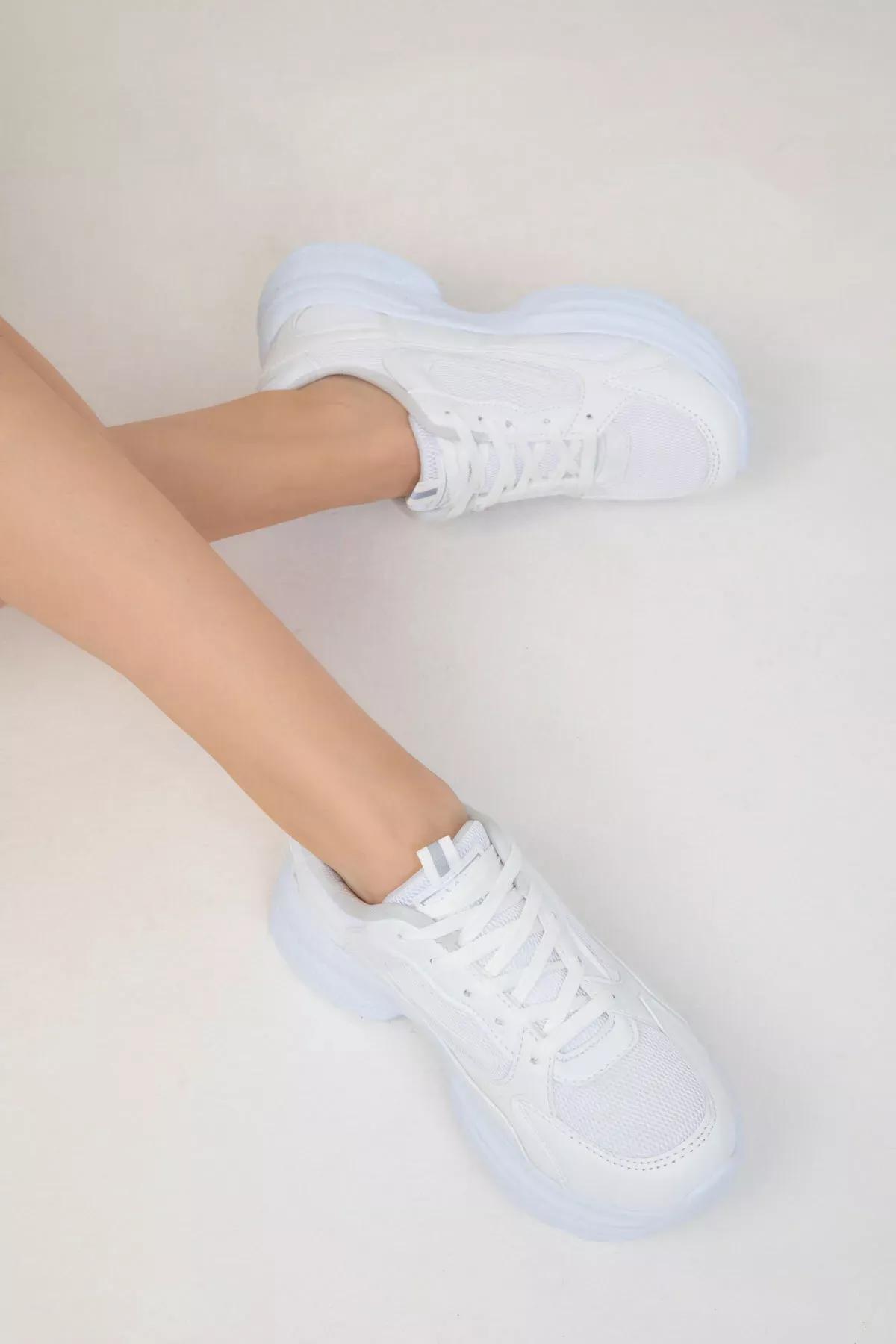 White Detailed Sneakers, , medium