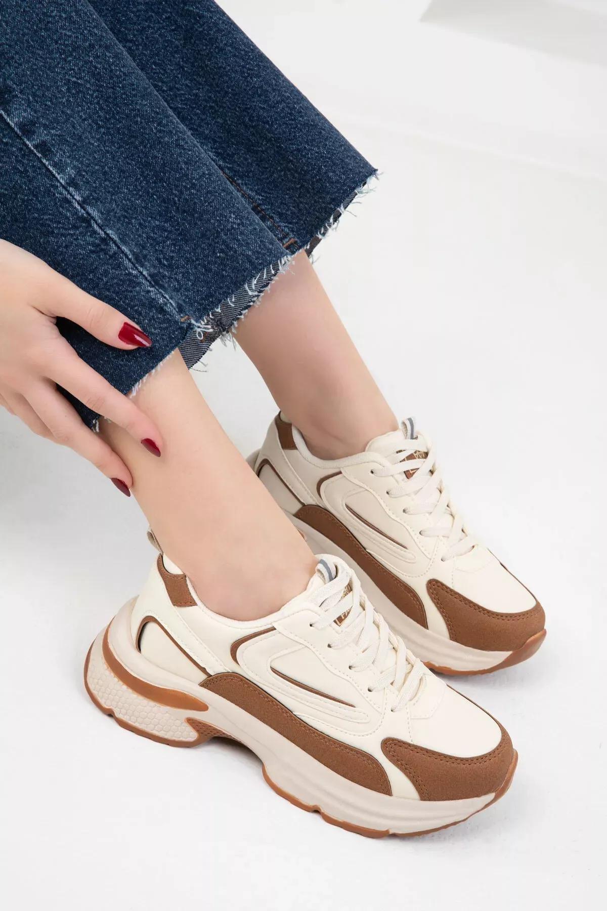 Beige Brown Sneakers, C101_7386, large image number 4