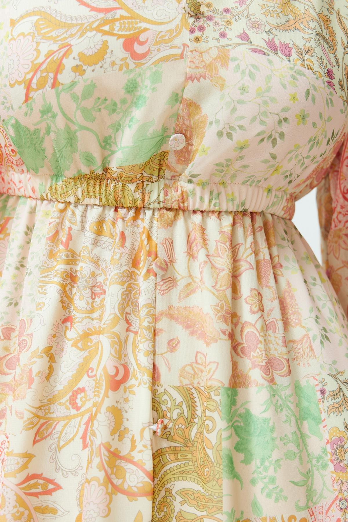 Powder Paisley Patterned Chiffon Lined Maxi Woven Dress TWOSS24EL00635, , large image number 3