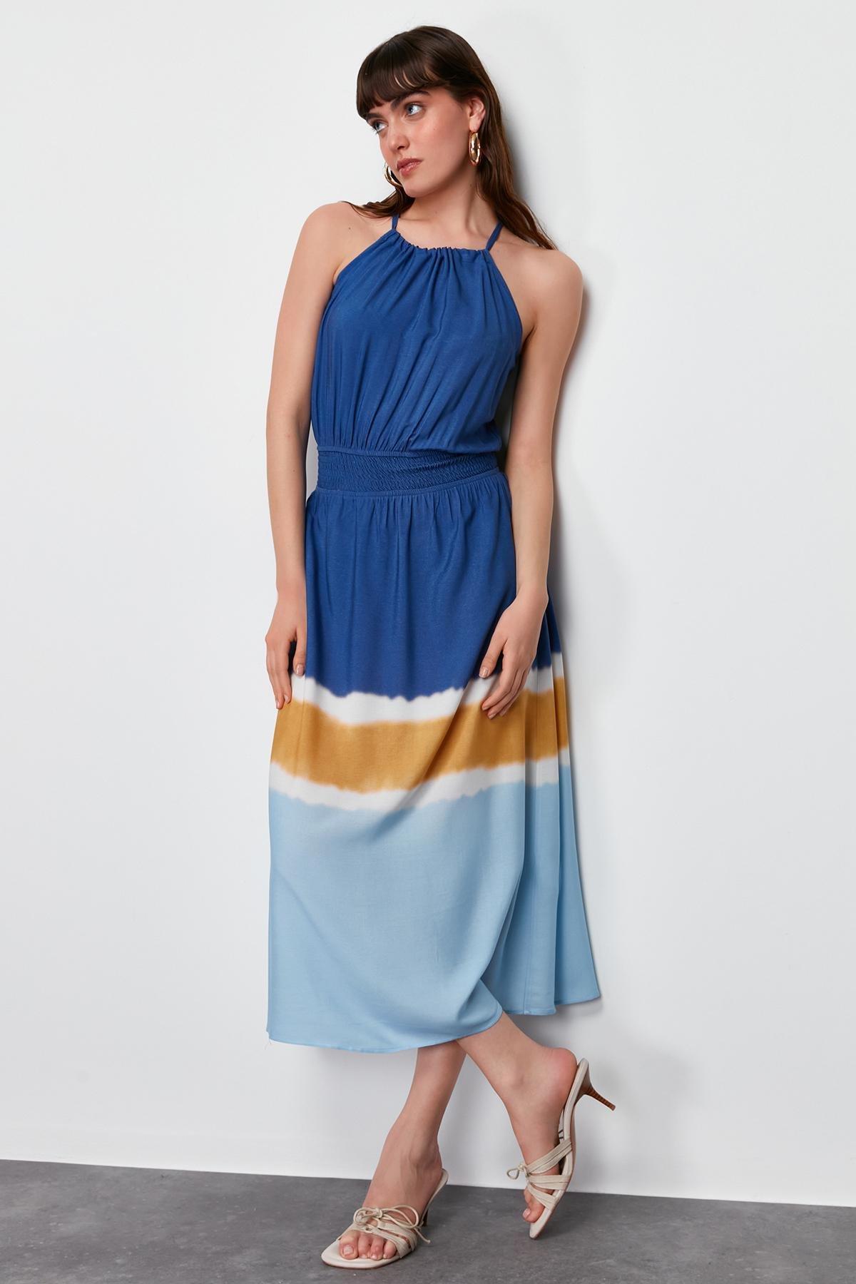 Multicolour A-Line Detailed Maxi Dress, Ecru, large image number 1