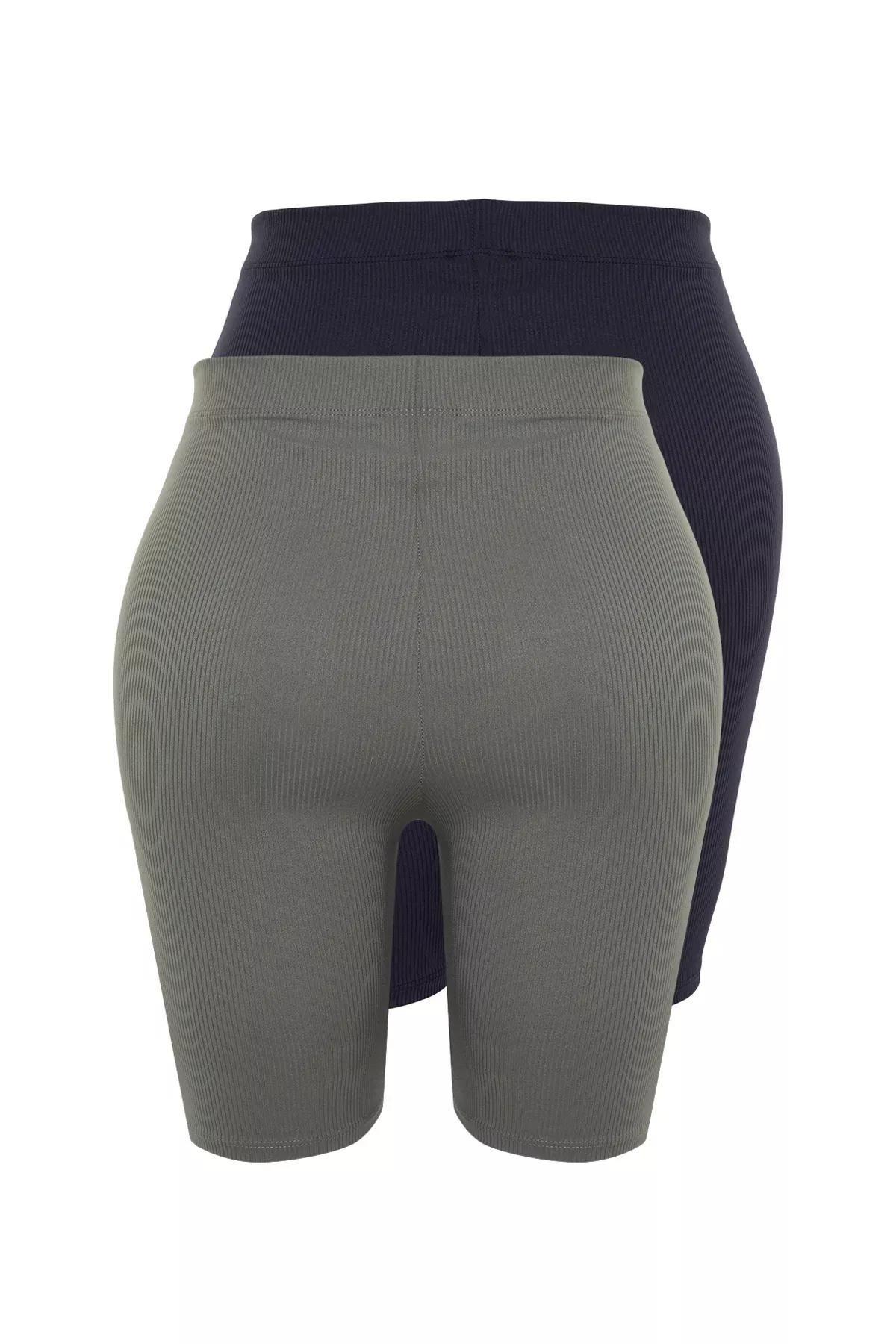 Navy Biker Leggings, set of 2, Navy Blue-Khaki, large image number 7
