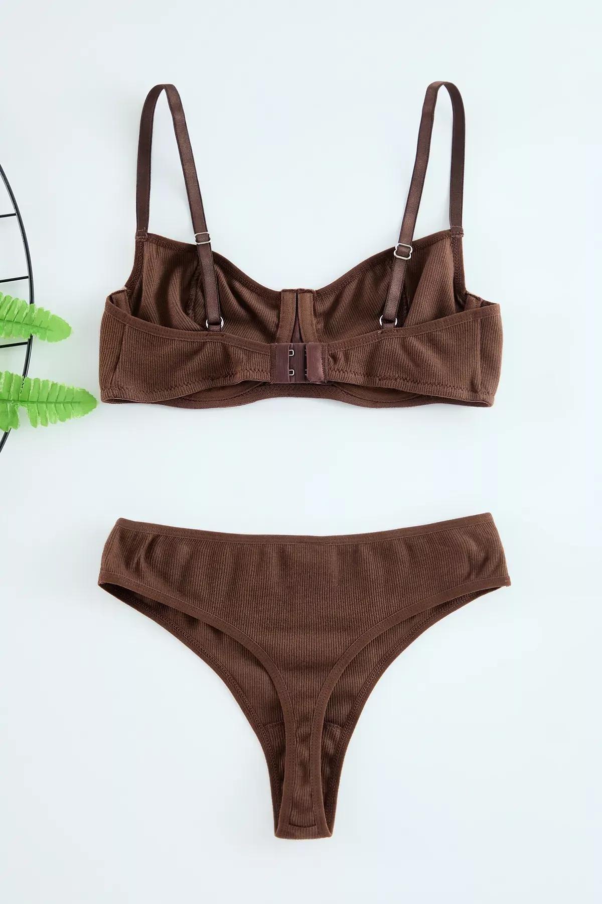 Brown Label Ribbed Knit Underwear Set, , large image number 2