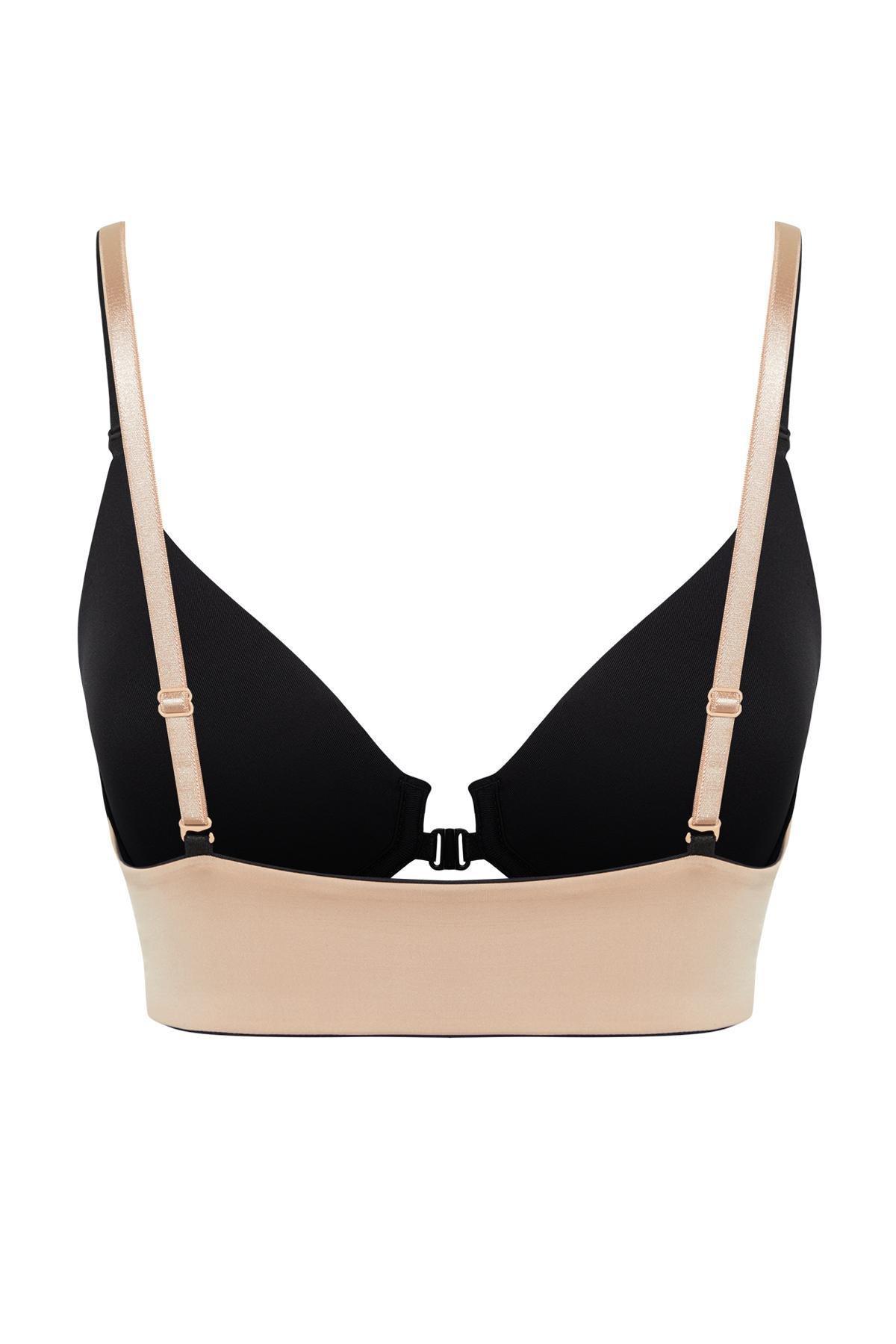 Black Double Sided Covered Knitted Bra, , large image number 2