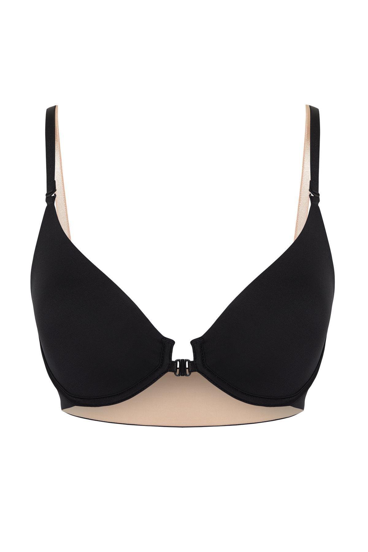 Black Double Sided Covered Knitted Bra, , large image number 5