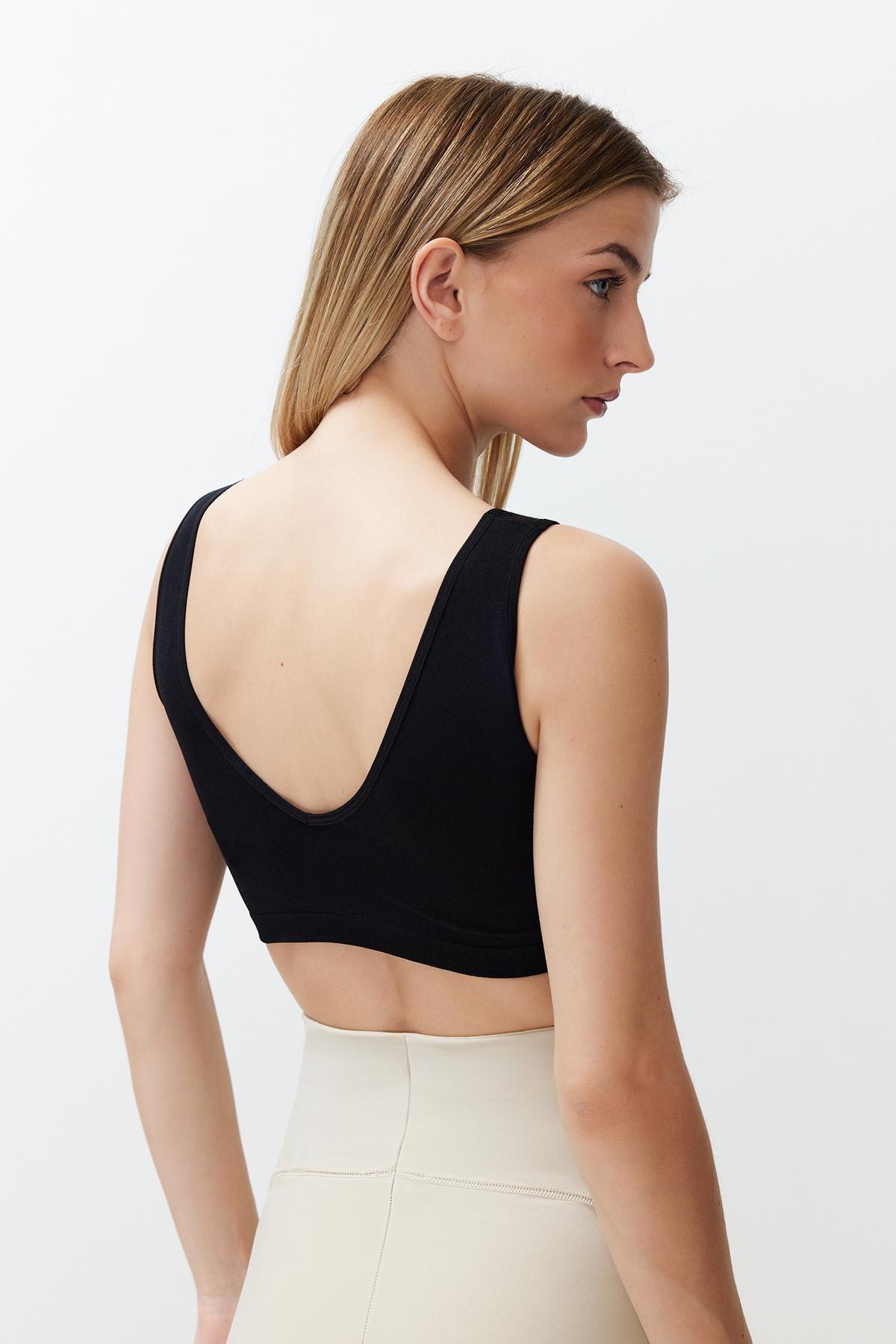 Black Seamless Knitted Sports Bra, C101_5720, large image number 1