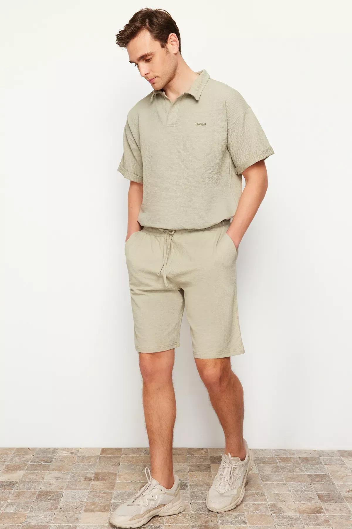 Beige Oversize Fit Shorts, STONE, large image number 2