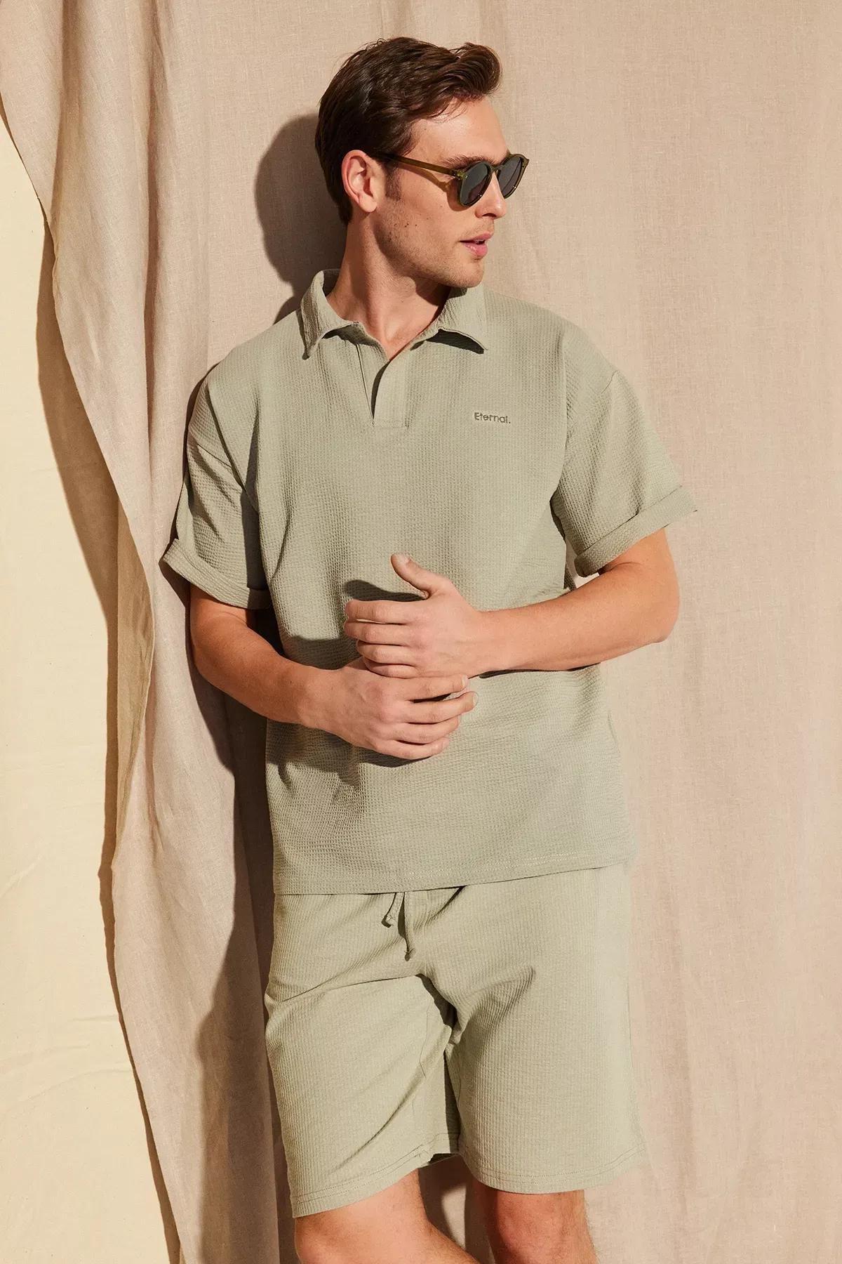 Beige Oversize Fit Shorts, STONE, large image number 3