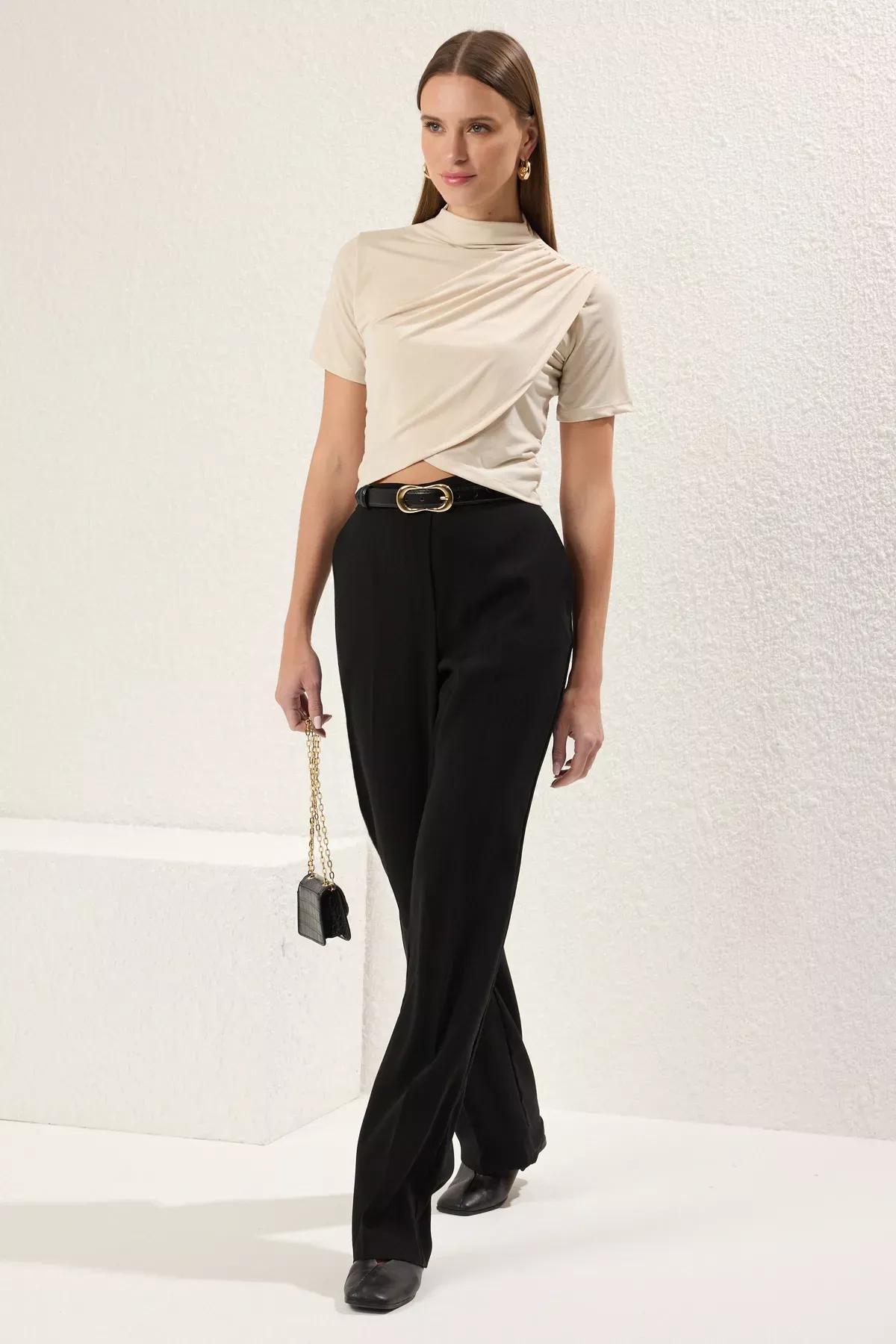 Beige Crop Knitted Blouse, STONE, large image number 1