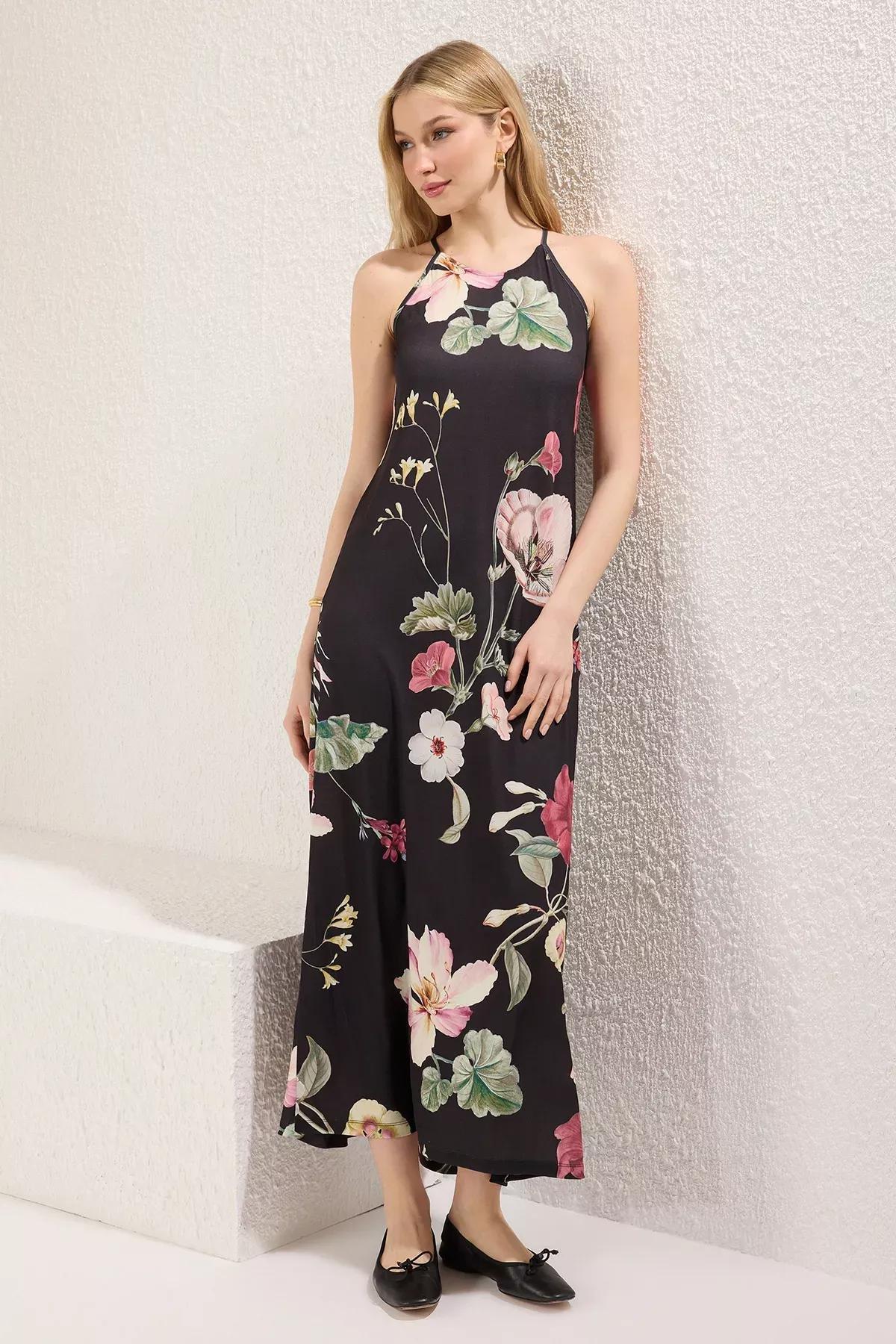 Green Floral Printed Maxi Dress, Green, large image number 1
