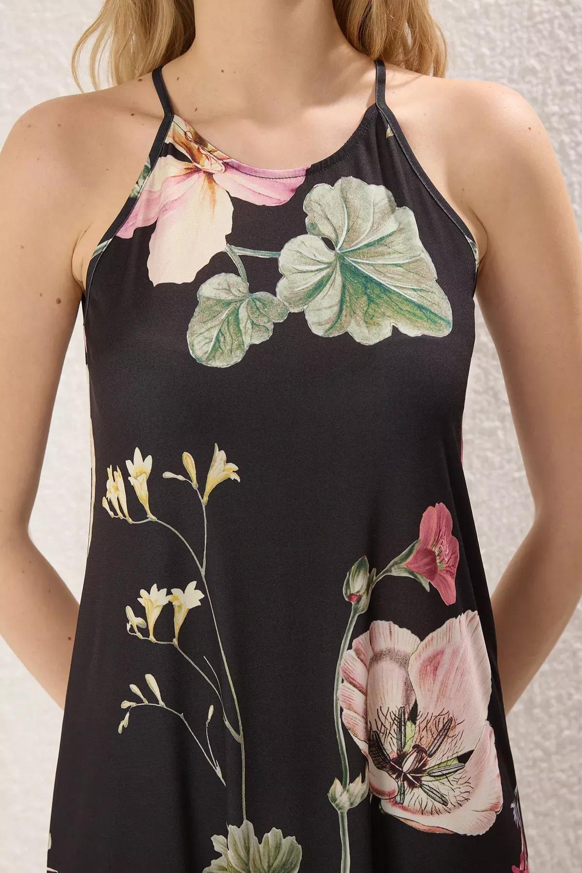 Green Floral Printed Maxi Dress, Green, large image number 2