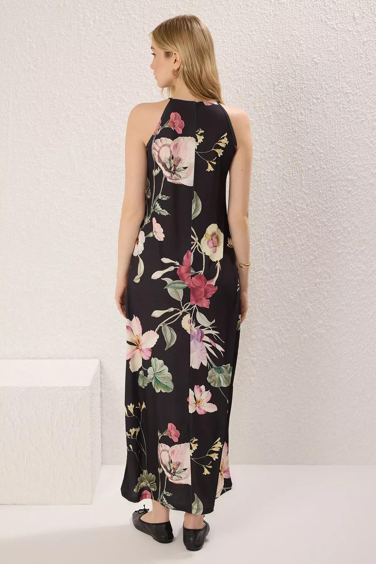 Green Floral Printed Maxi Dress, Green, large image number 3