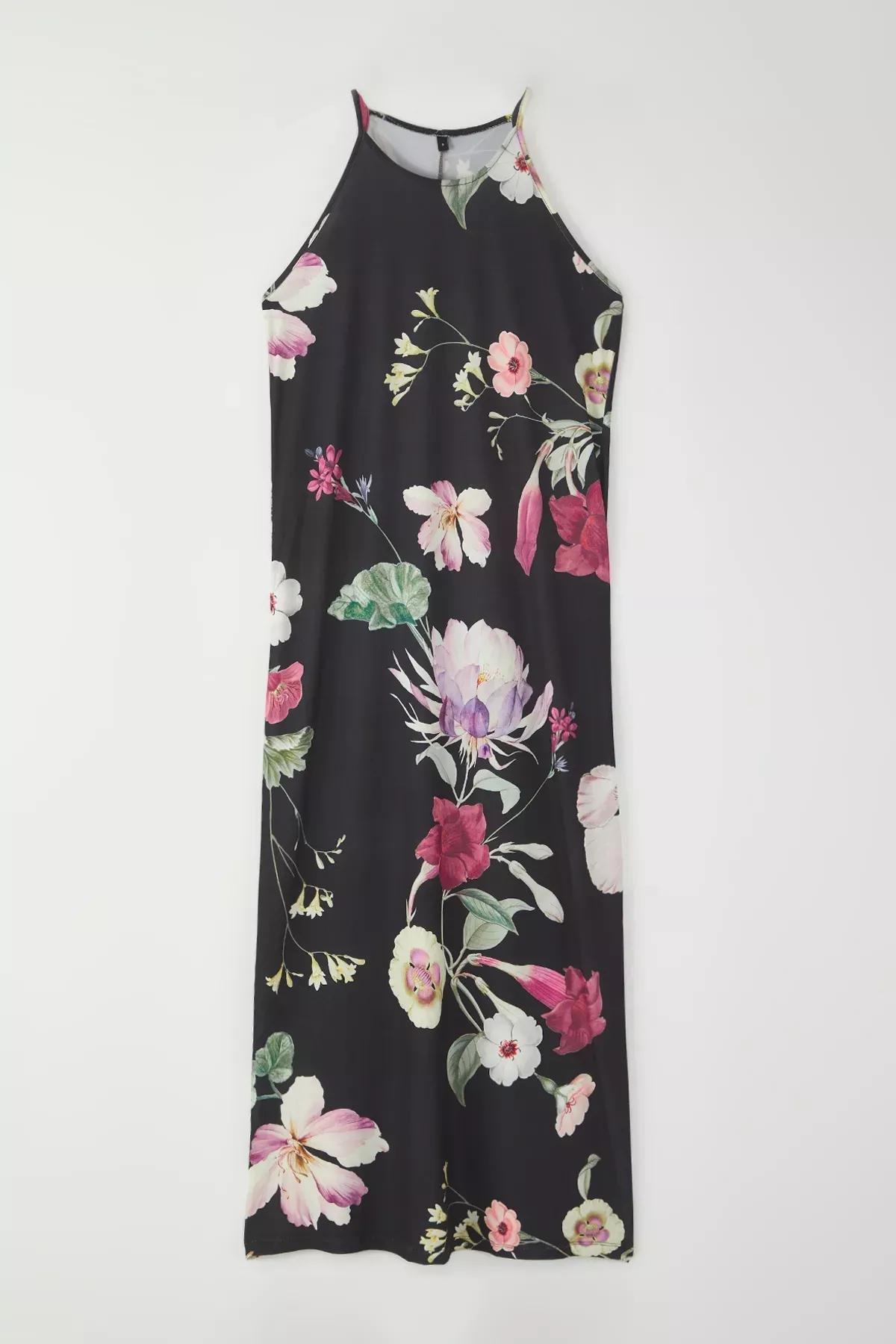 Green Floral Printed Maxi Dress, Green, large image number 4
