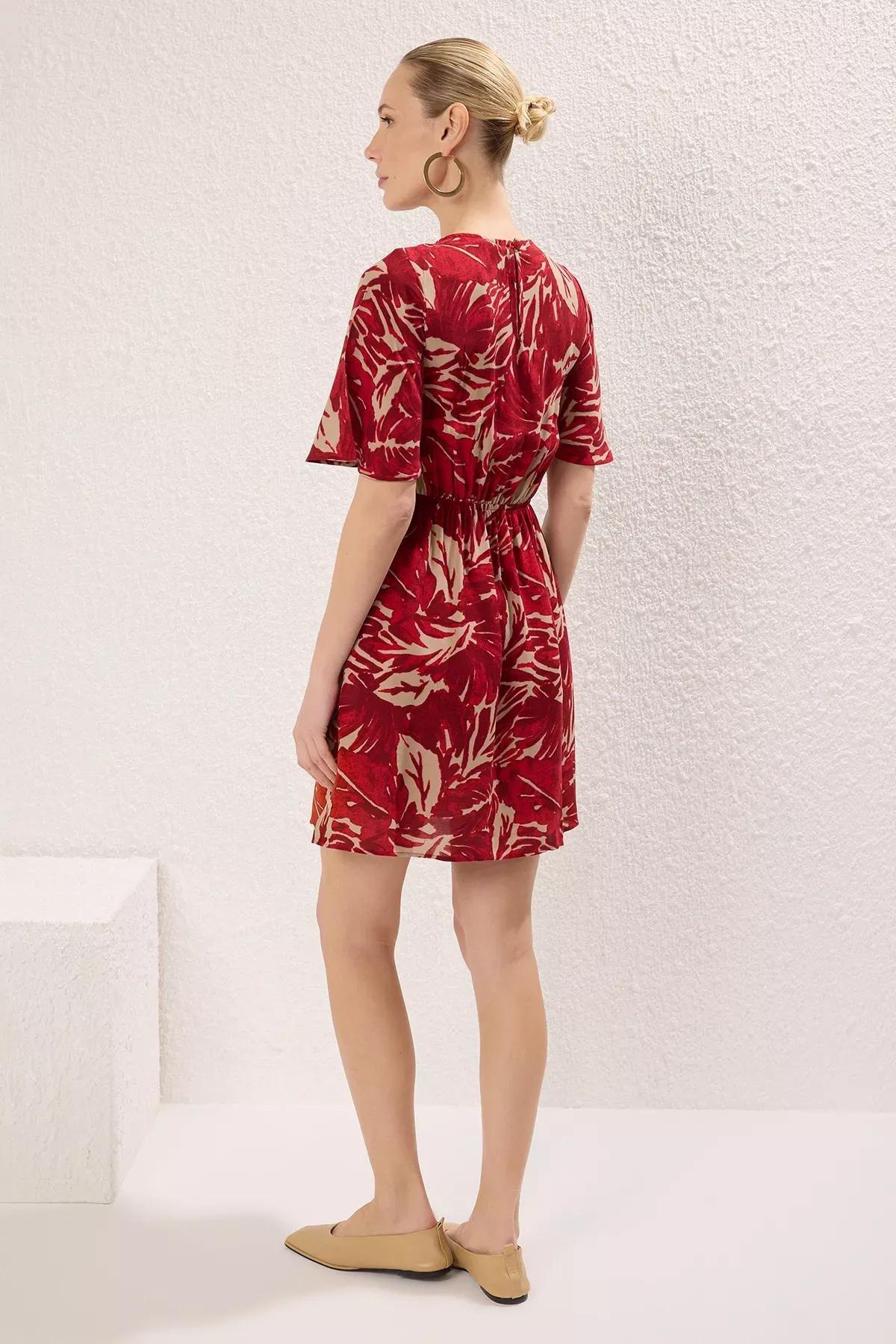 Burgundy Floral A-Line Mini Dress, Burgundy, large image number 3