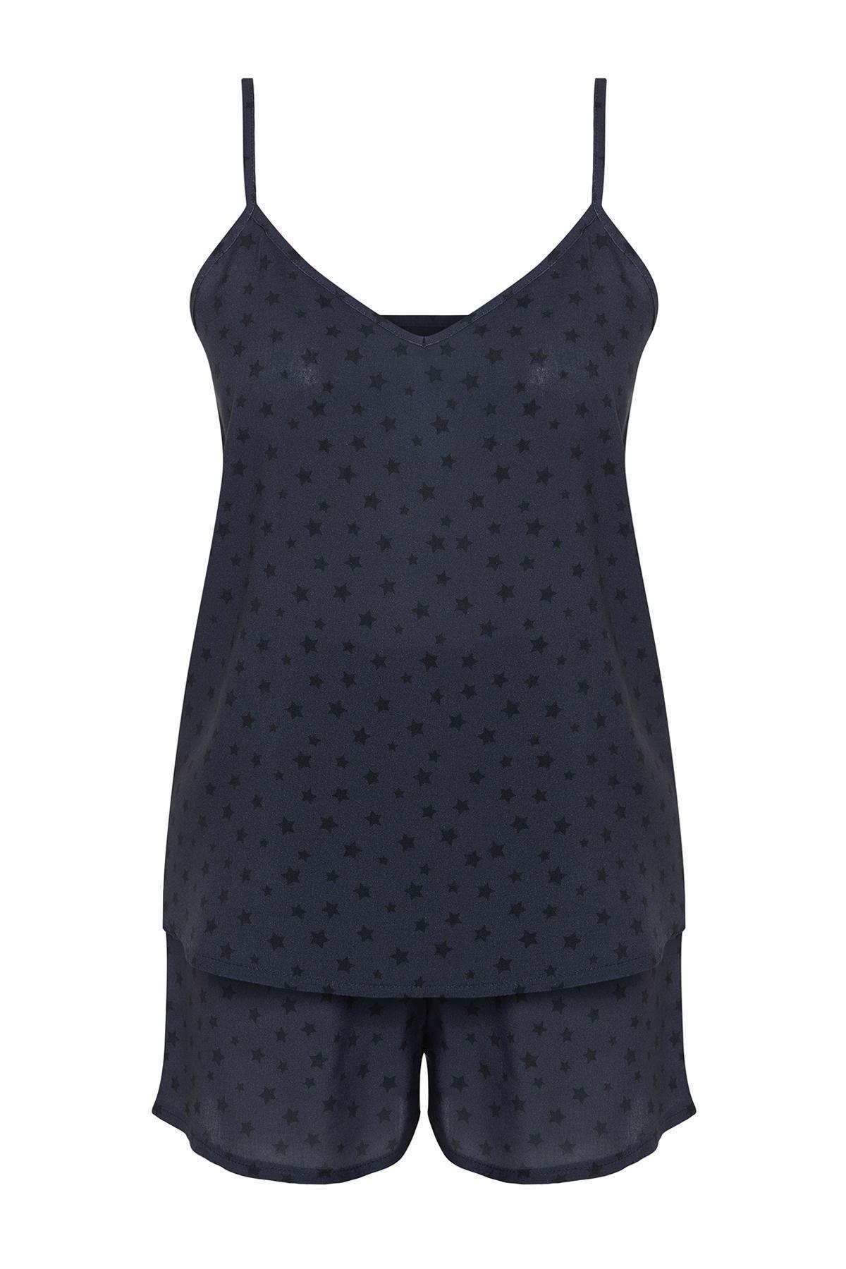 Navy Patterned Woven Pyjamas Set, , large image number 5