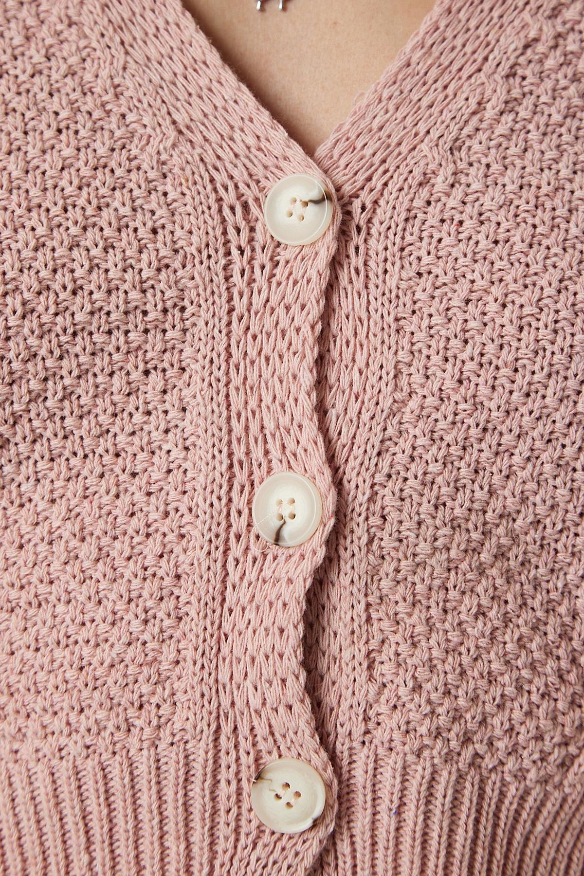 White Buttoned Knitted Cardigan, POWDER, large image number 3