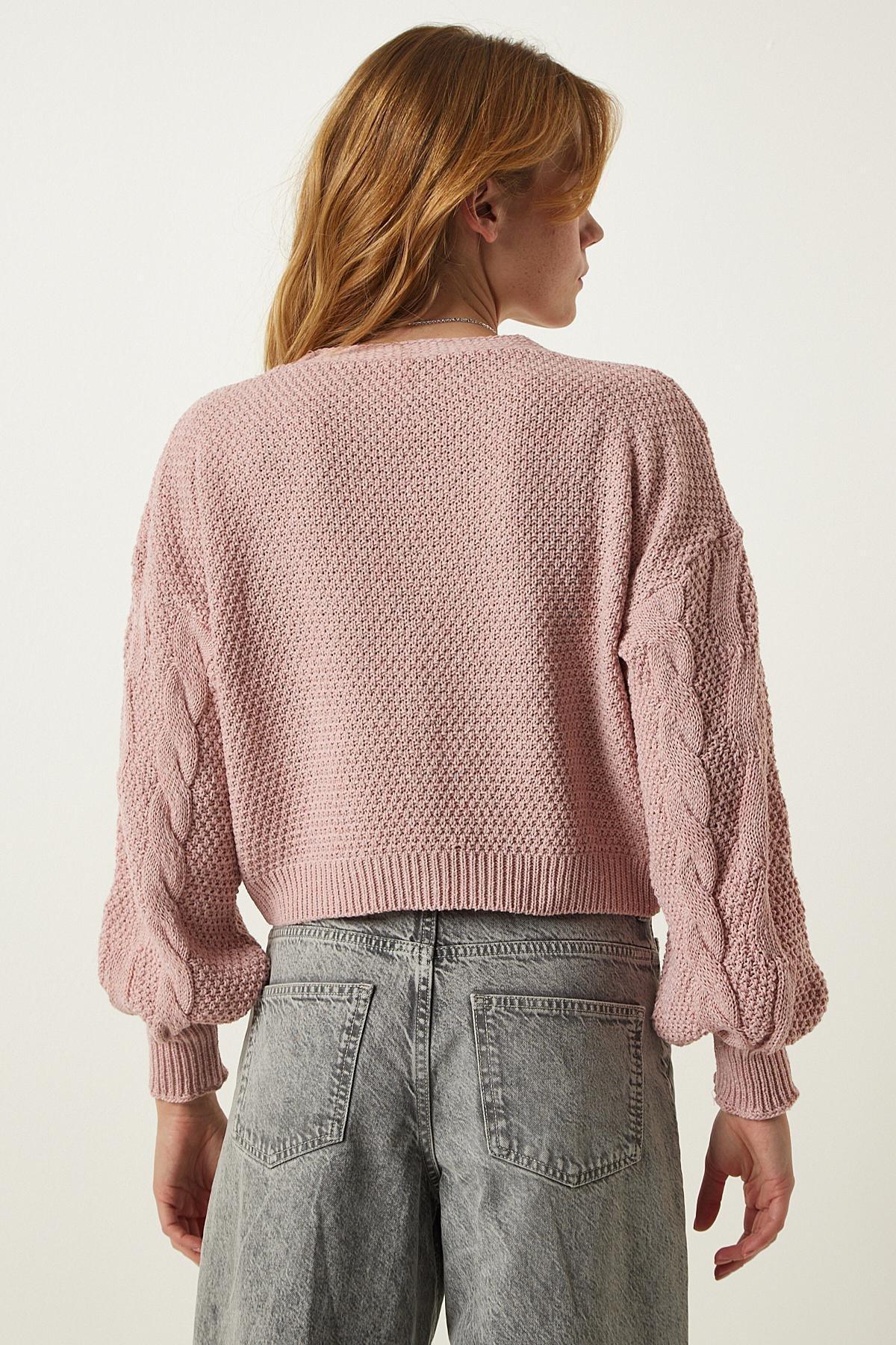 White Buttoned Knitted Cardigan, POWDER, large image number 4