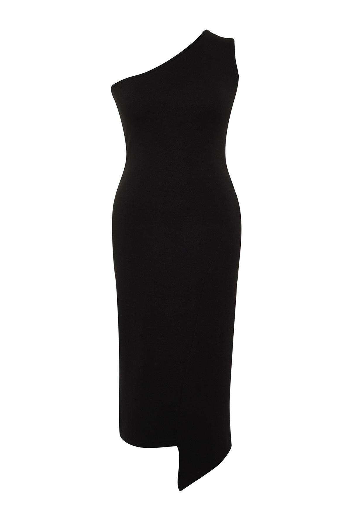 Black Plus Size Asymmetric Dress, , large image number 4