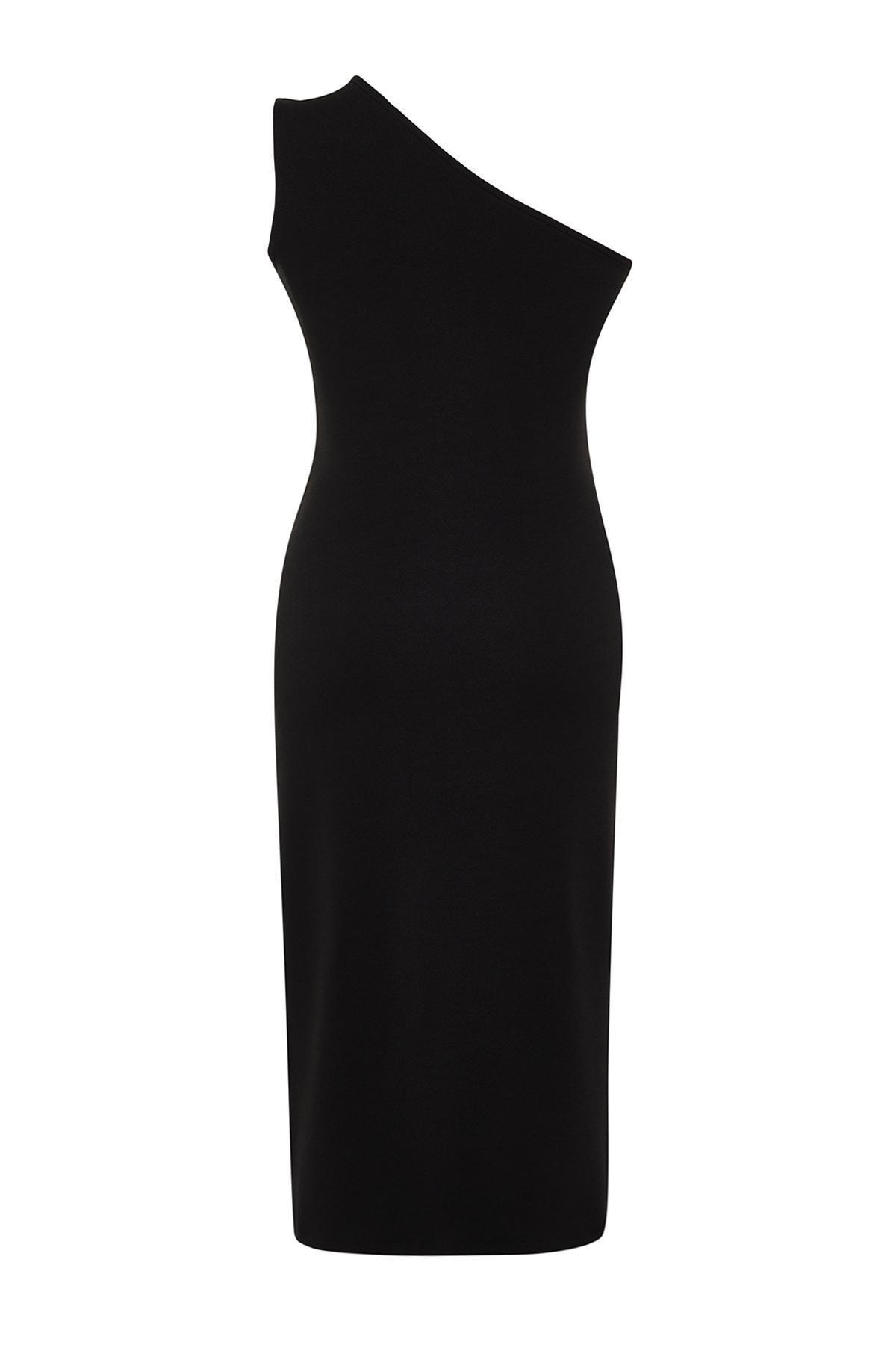 Black Plus Size Asymmetric Dress, , large image number 5
