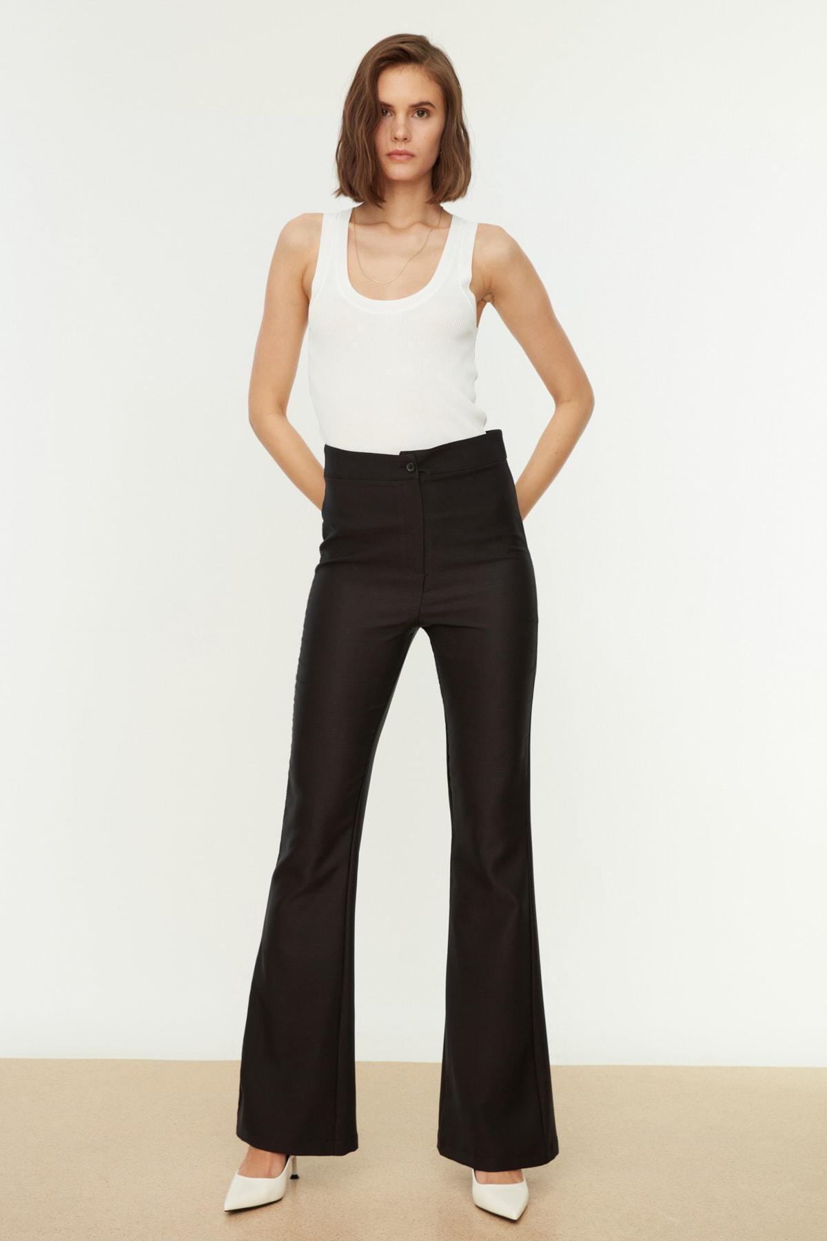 Black Bootcut High Waist Pants, , large image number 0