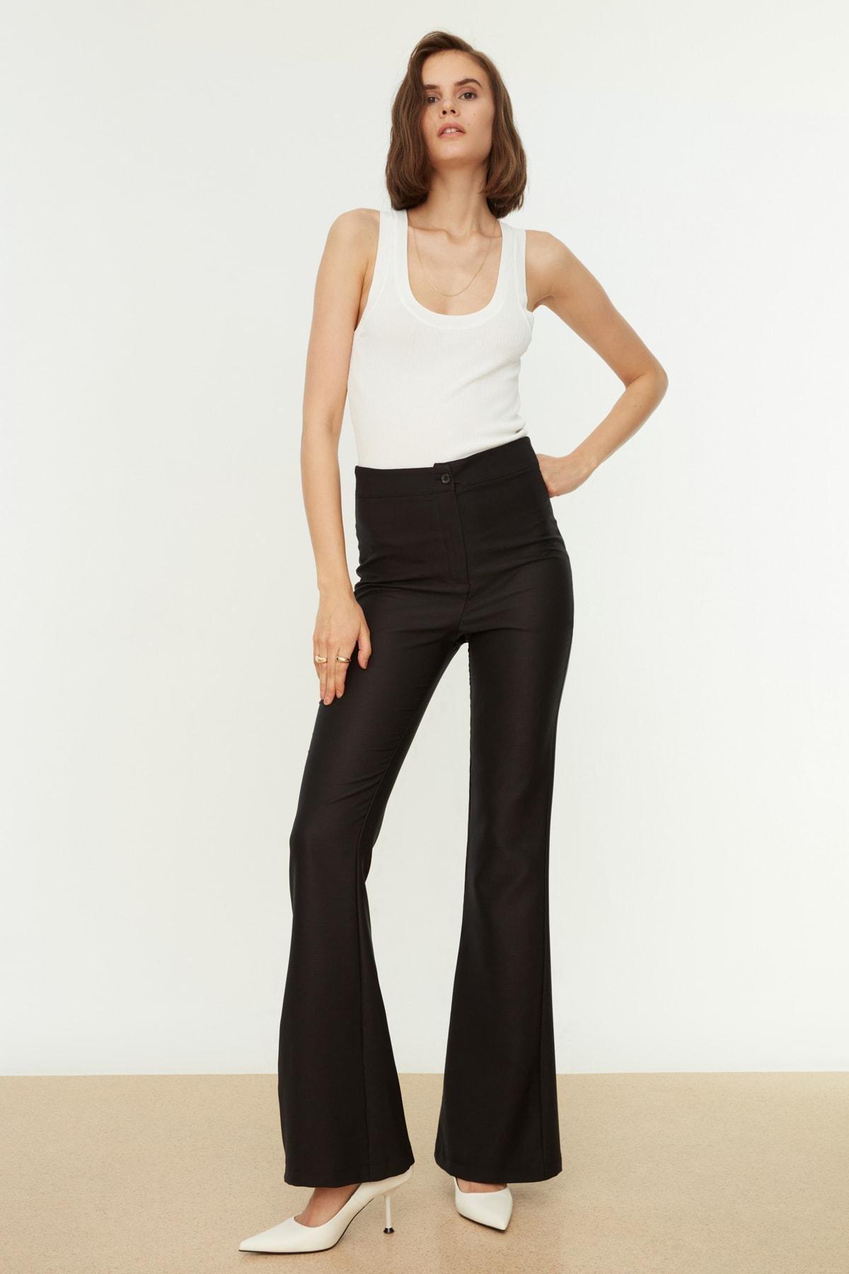 Black Bootcut High Waist Pants, , large image number 6