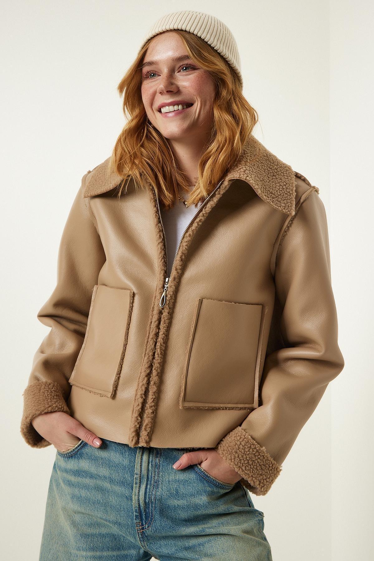 Beige Collared Jacket, , large image number 0