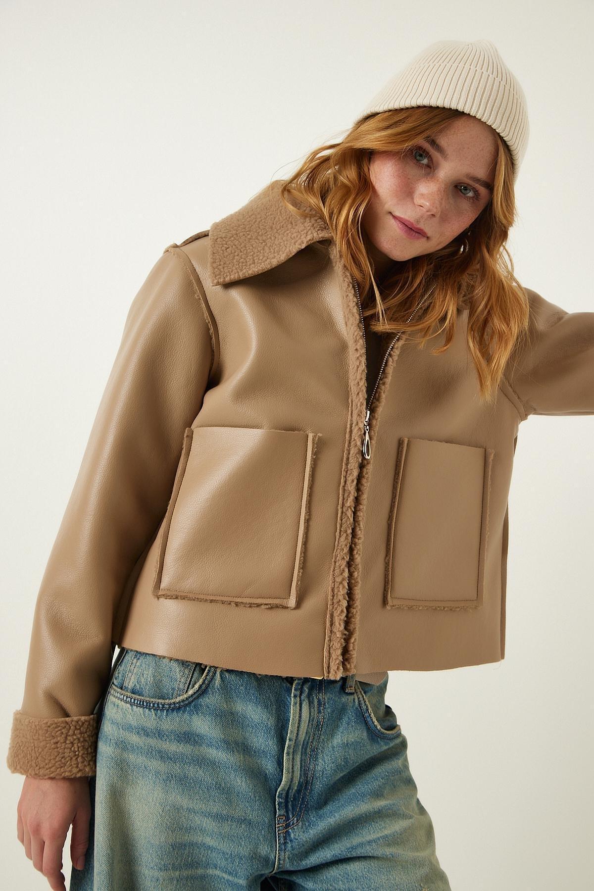 Beige Collared Jacket, , large image number 2