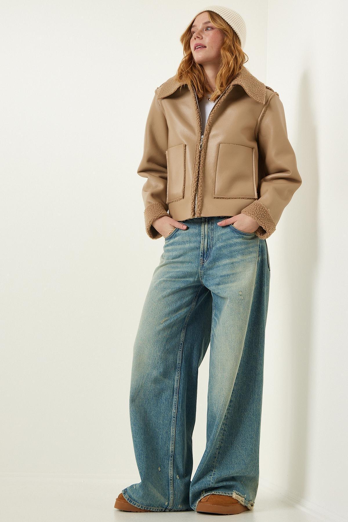Beige Collared Jacket, , large image number 3