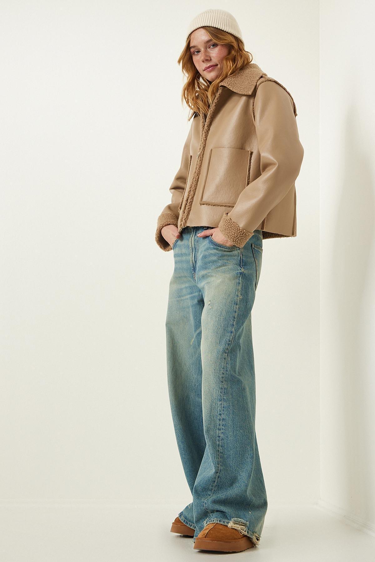 Beige Collared Jacket, , large image number 4