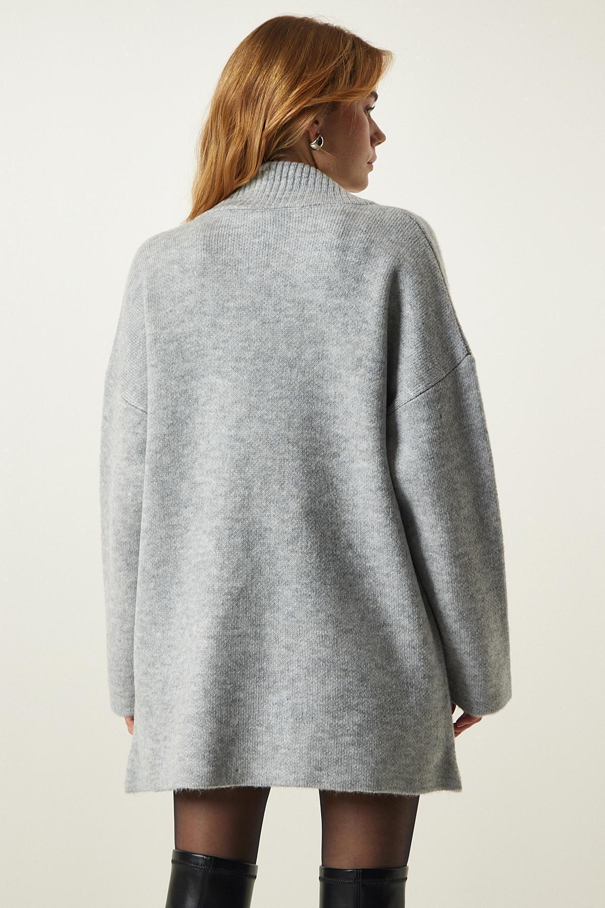 Light Gray Pockets Thick Textured Knitwear Cardigan PF00063, single, C101_1763, large image number 4