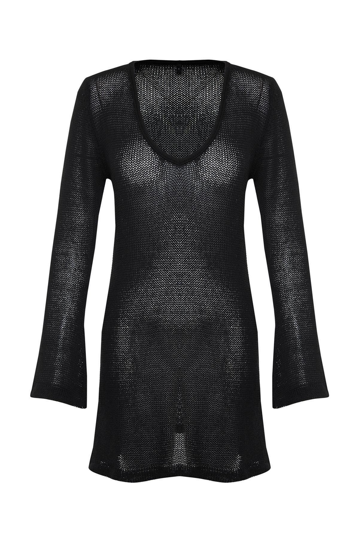 Black Knitted Mini Beach Dress, C101_2094, large image number 2