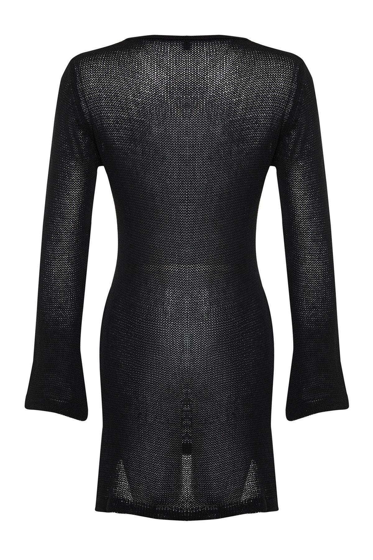 Black Knitted Mini Beach Dress, C101_2094, large image number 4