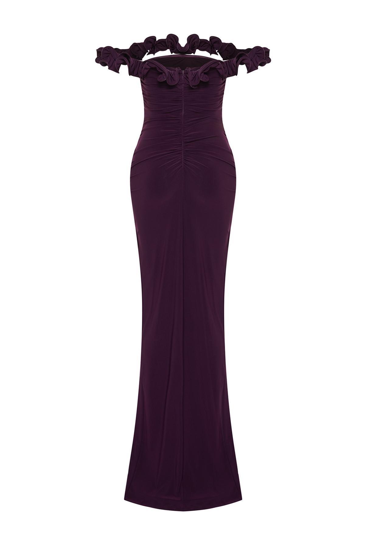 Purple Knitted Long Occasionwear Dress, C101_5655, large image number 5