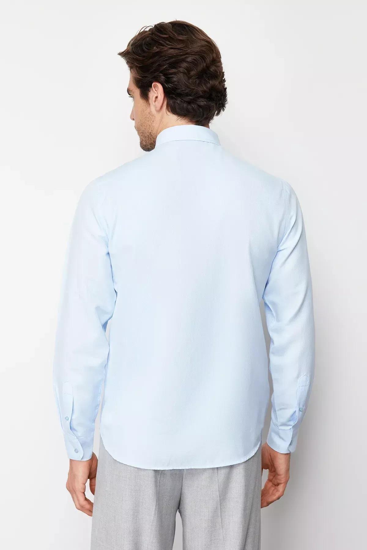 قميص مطرز بقصة سليم فت، أزرق, LIGHT BLUE, large image number 5