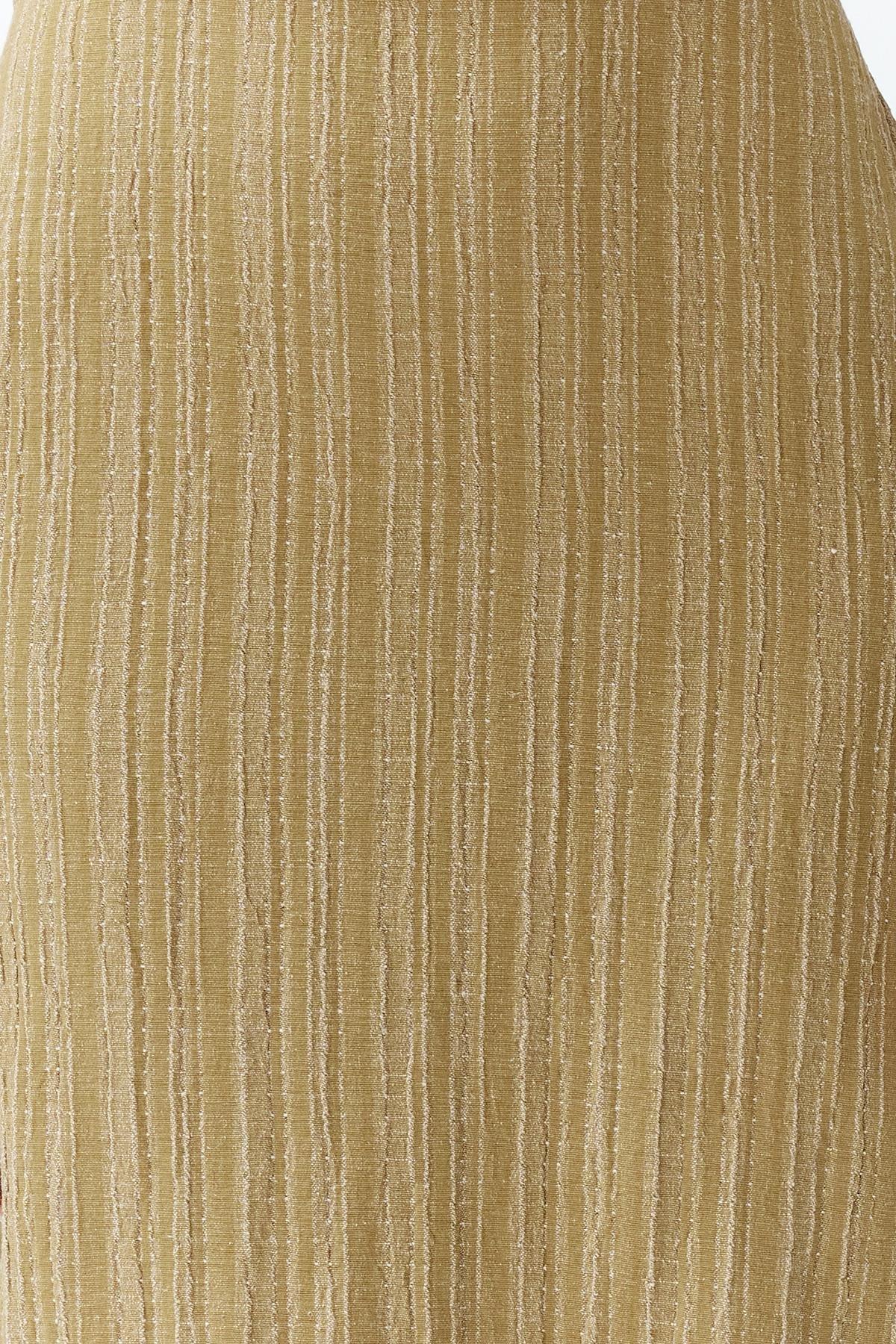 Khaki Maxi Woven Decollete Linen Blend Beach Dress TBESS24EL00096, , large image number 3