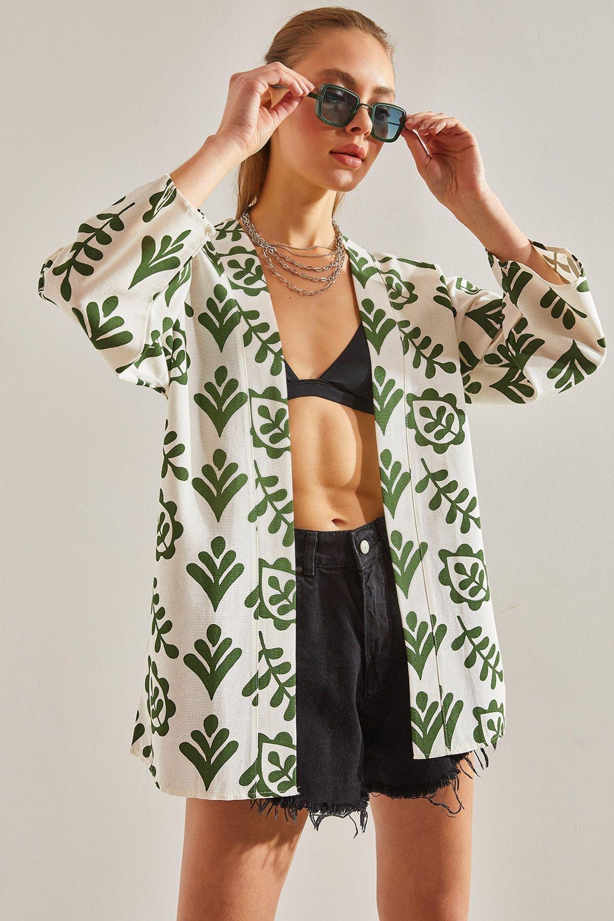 Green Pattern Kimono, , large image number 0