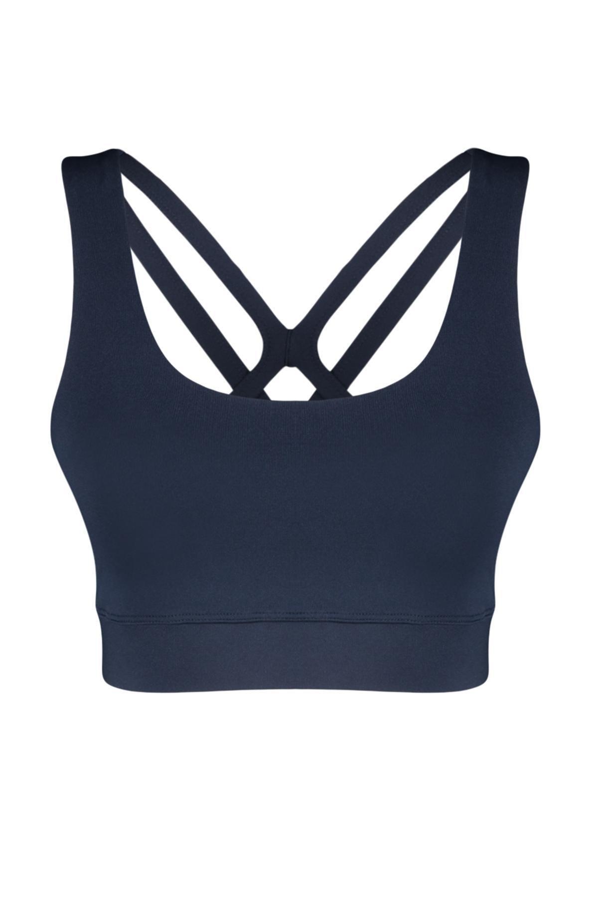 Dark Navy Back String Strap Supported/Styling Sports Bra THMSS24SS00018, single, , large image number 4