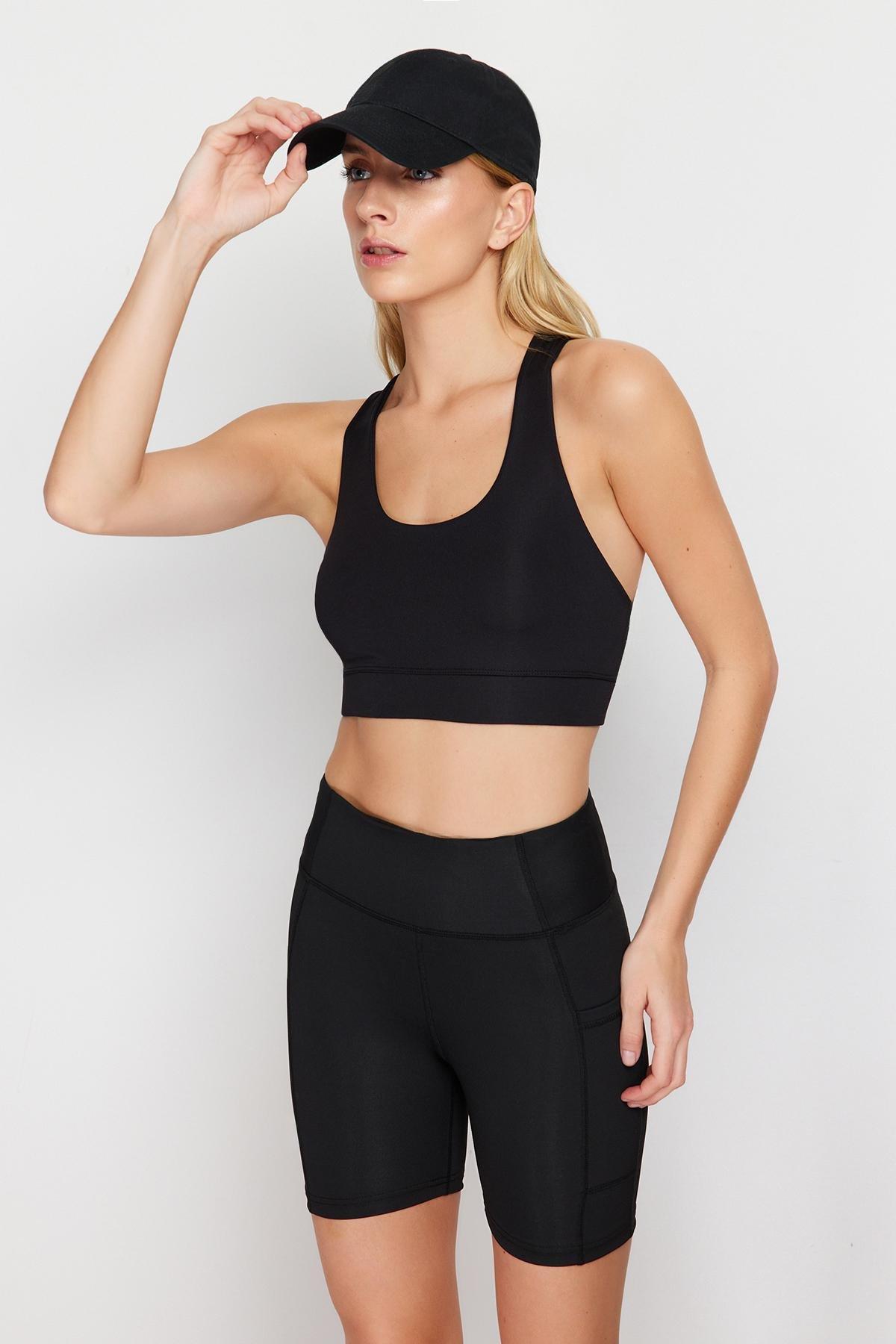 Black Back String Strap Supported/Styling Sports Bra THMSS24SS00018, single, , large image number 1
