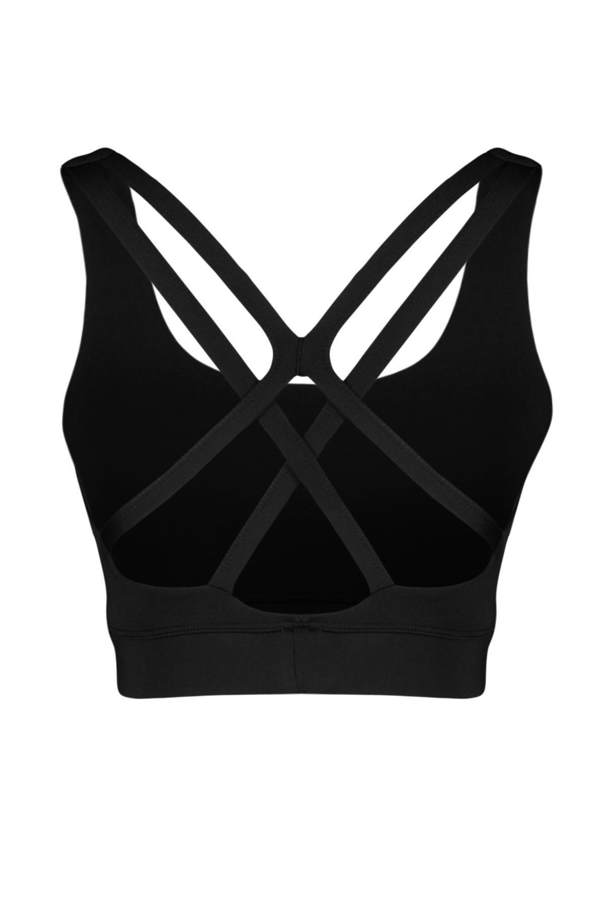 Black Back String Strap Supported/Styling Sports Bra THMSS24SS00018, single, , large image number 5
